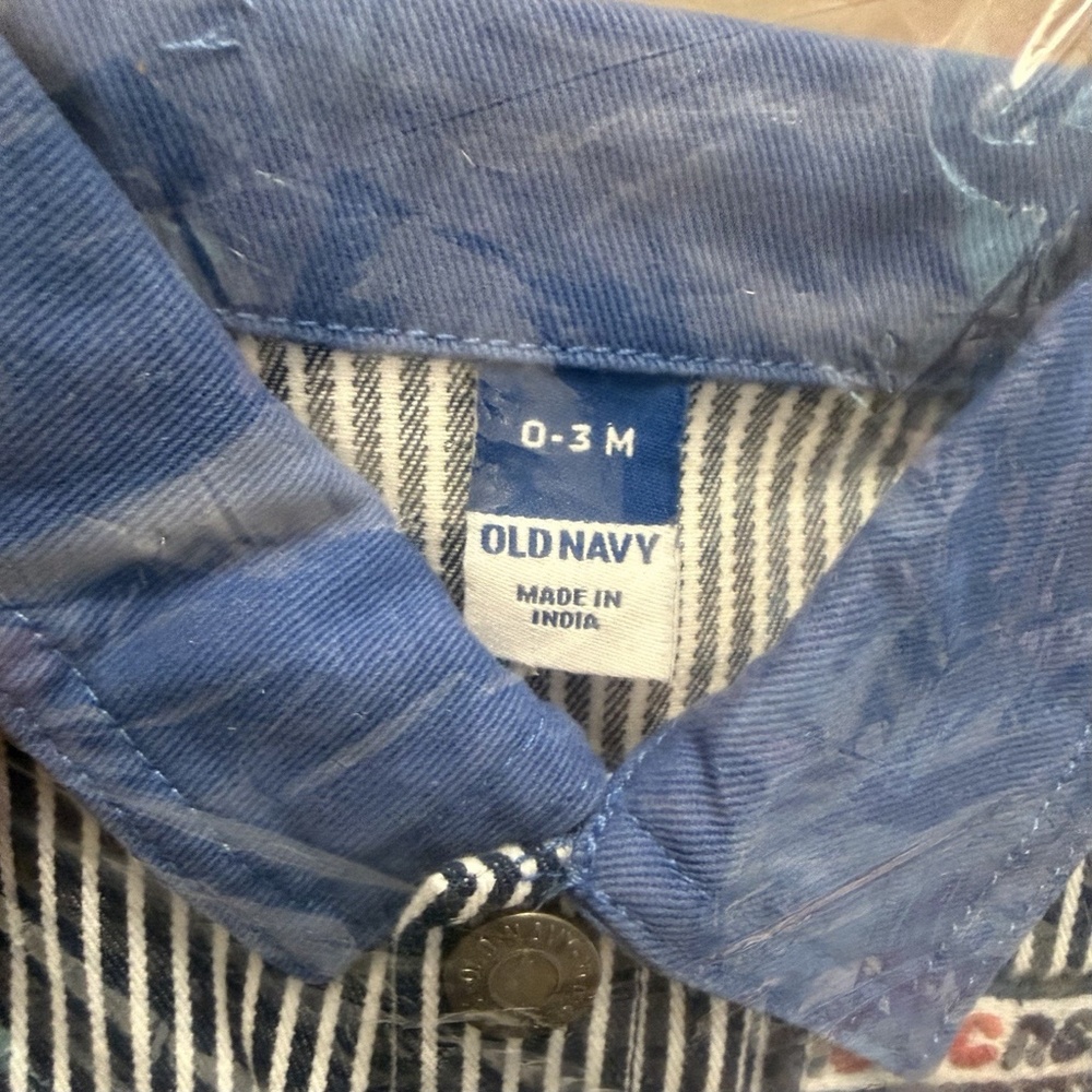 Railroad Stripe Twill Snap Jacket Baby Loose Collared Ice Cream Pocket NWT - Picture 13 of 14